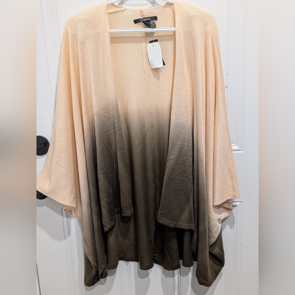 Cejon Ombre Tan and Brown Poncho With Sleeves